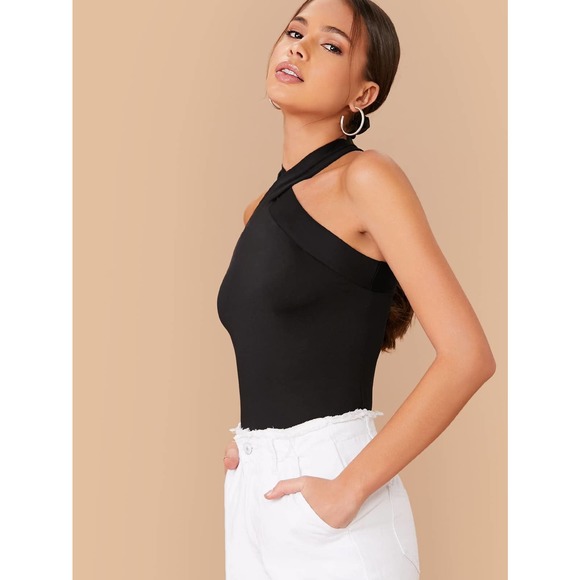 Y2K Fitted Crisscross Halter Tank Top - Picture 7 of 11